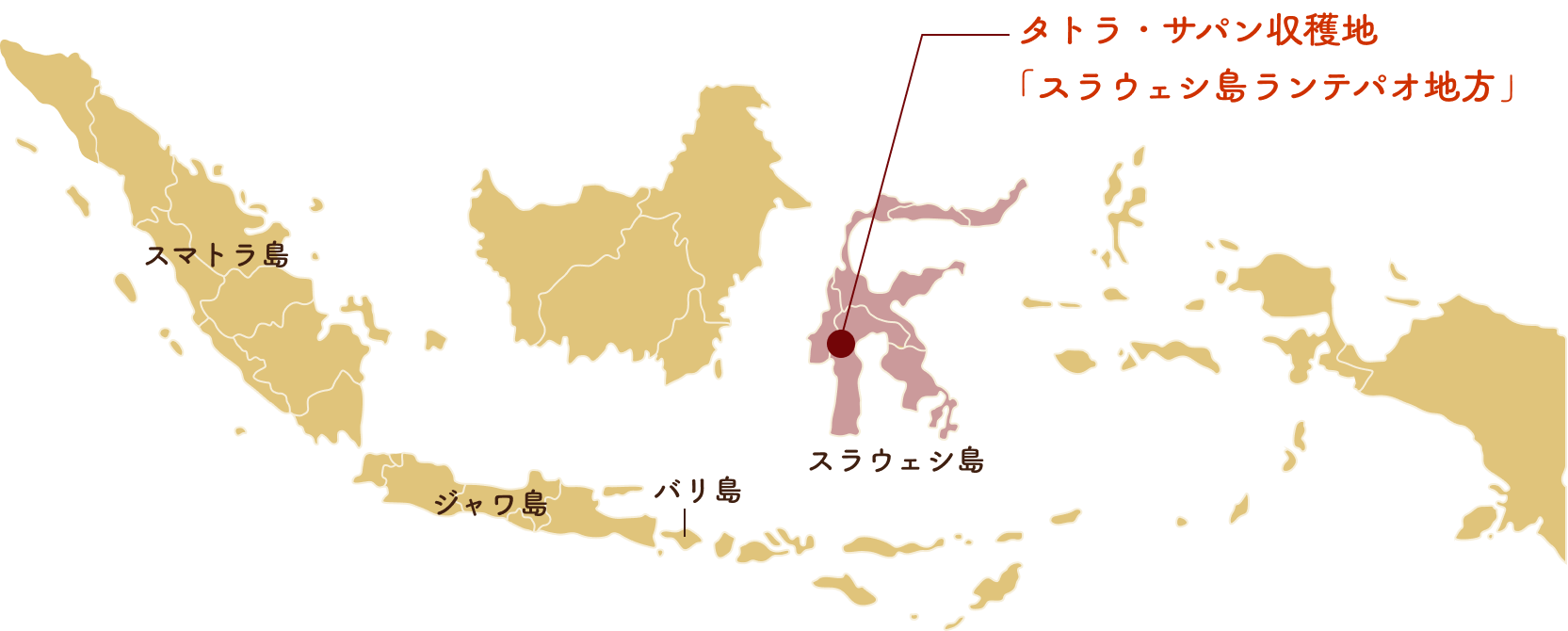 パリ スラウェシ島のランテパオ地方の場所を示した画像